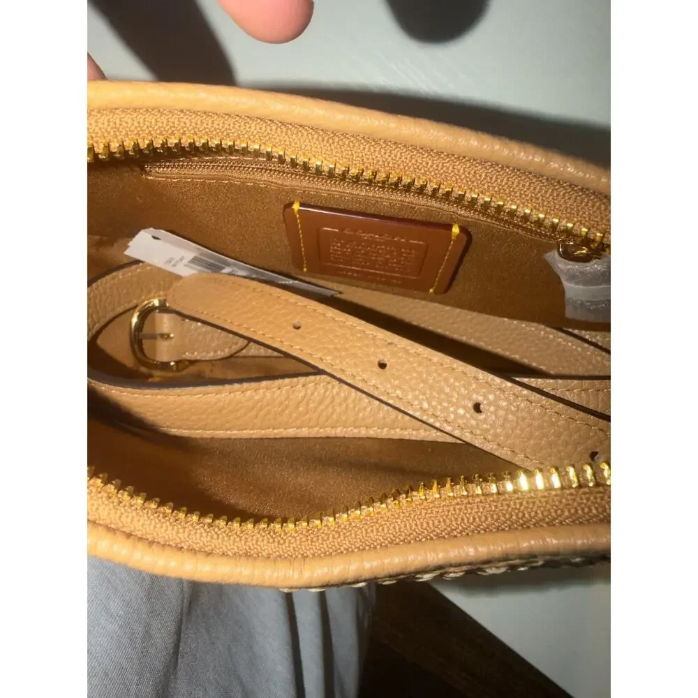 NWT B1-012 Coach CDX20 Straw Emily Shoulder BagWithCharmsCrossbodyStrawGoldToast